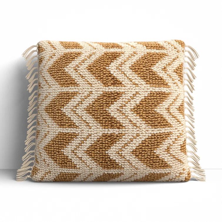 Gold and Ivory Embroidered Square Linen Pillowcase