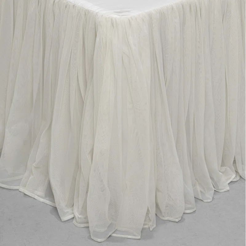 Off-White Polyester King Split Corner Bed Skirt