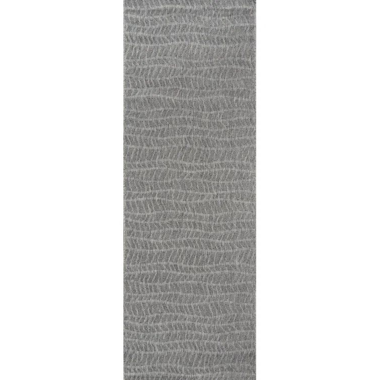 Charcoal Grey Geometric Indoor/Outdoor 2' x 10' Runner Rug