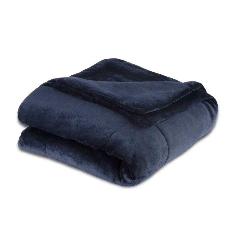 Midnight Blue Full Fleece Wool Reversible Blanket