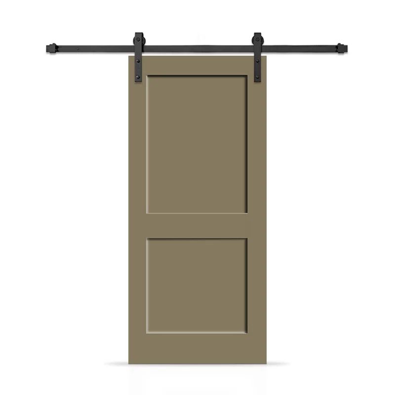 Olive Green Matte Black Painted Composite Sliding Barn Door Kit