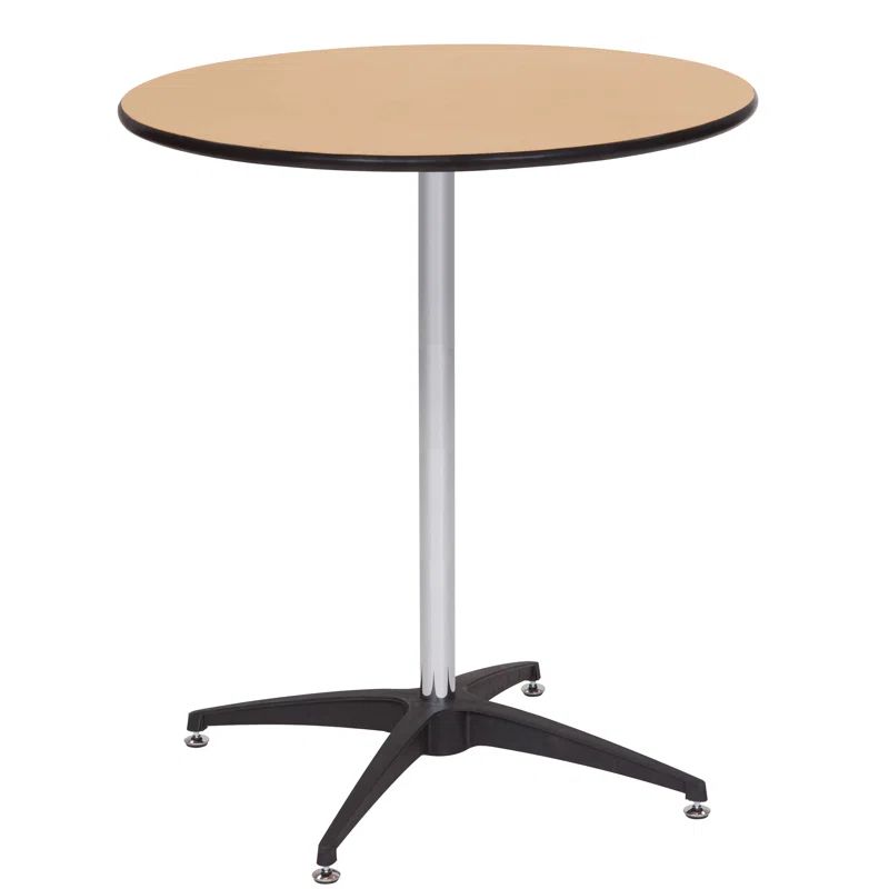 Round Brown and Gray Wood Contemporary Cocktail Table