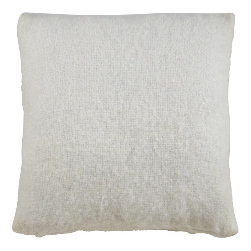 Ivory Faux Mohair Square Throw Pillow 22"