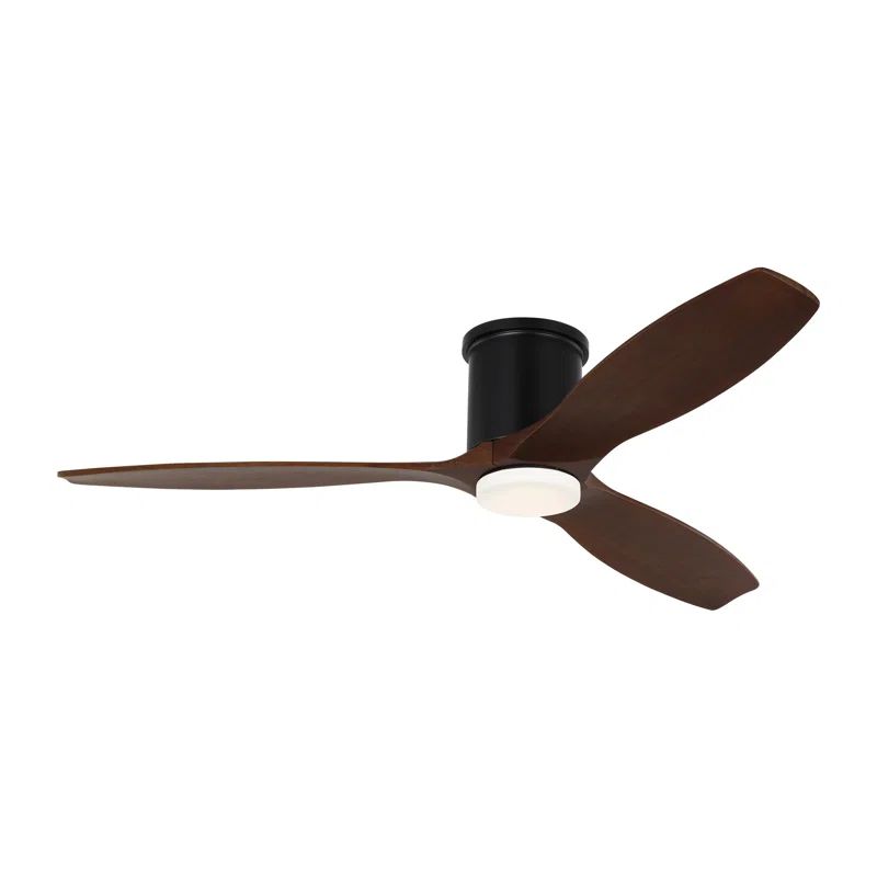 52'' Midnight Black and Dark Walnut Ceiling Fan with LED Light