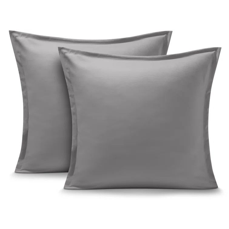 Light Gray Hypoallergenic Cotton Polyester Euro Pillow Sham Set