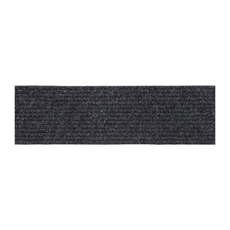 Black Polyester Non-Slip Stair Mat Set with Rubber Backing