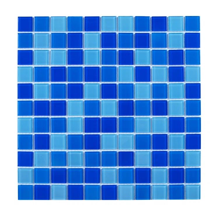 12" x 12" Polished Blue Glass Mosaic Wall Tile