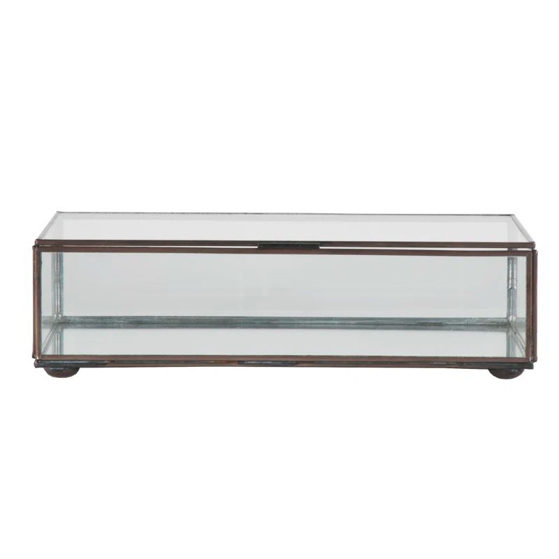 Clear Glass and Metal Rectangular Lidded Box
