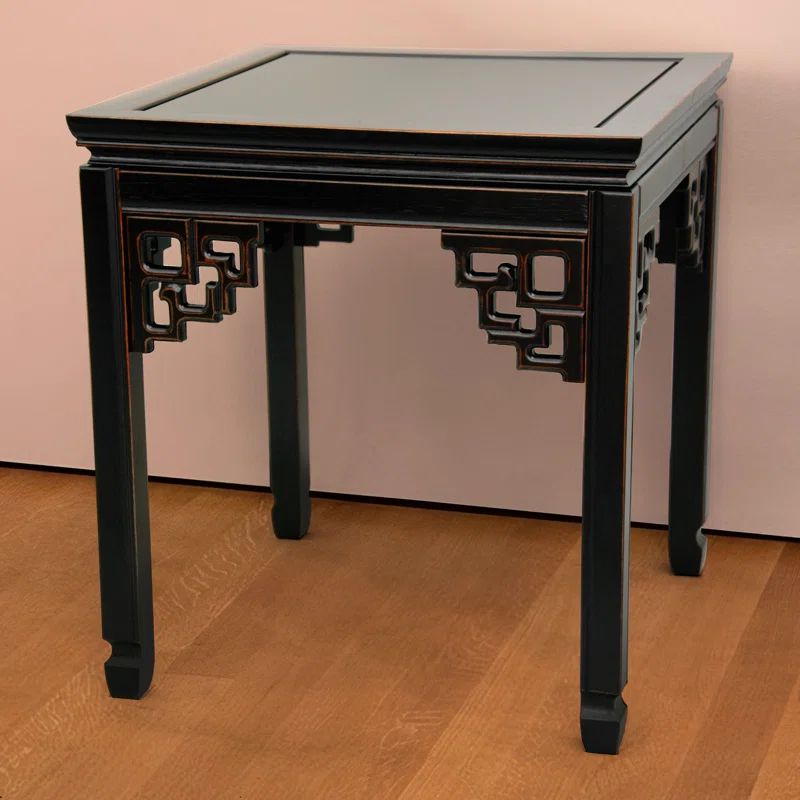 Antique Black Rosewood Square Ming-Inspired End Table