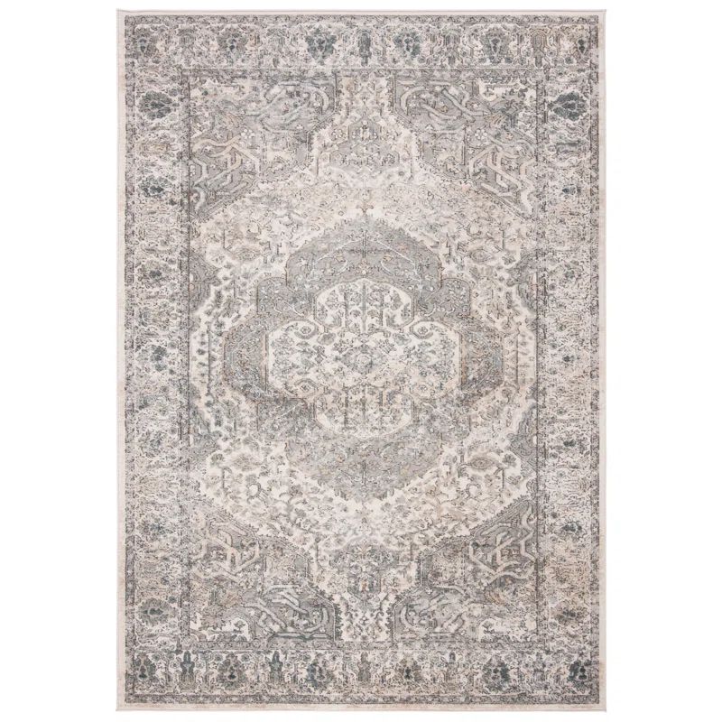 Ivory and Gray Hand-Knotted Wool Area Rug, 3' x 5'