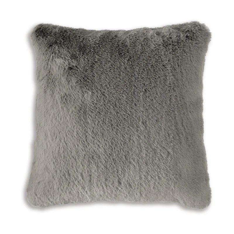 Gariland Gray Faux Rabbit Fur Square Pillow 20"