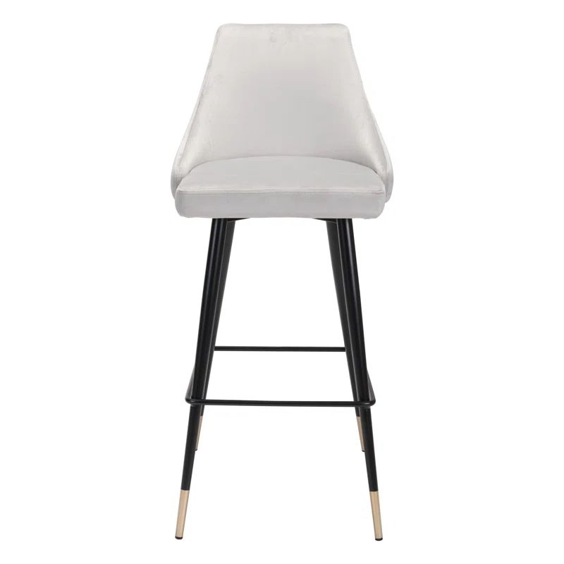 Elegant Gray Tapered Counter Stool with Brushed Brass Legs
