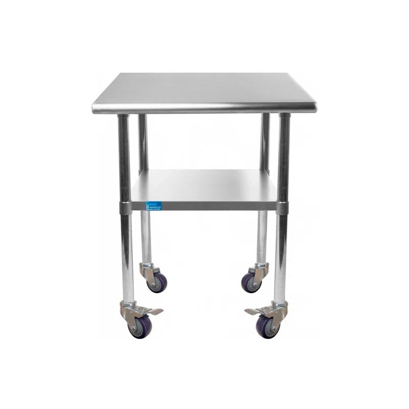 KUTLER Stainless Steel 34.5'' H Heavy Duty Work Table with Caster Wheels