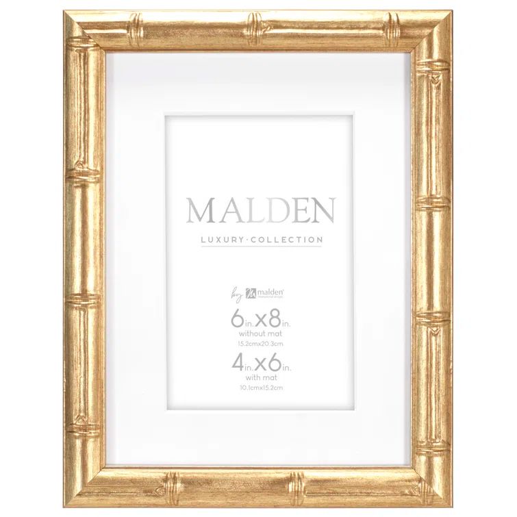 Gold Bamboo 4x6 Matted Picture Frame with Glass Cover
