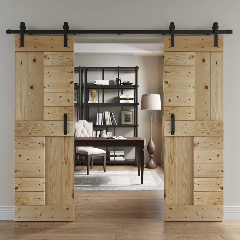 Coast Sequoia 48'' x 84'' Light Oak Solid Wood Sliding Barn Door with Hardware Kit