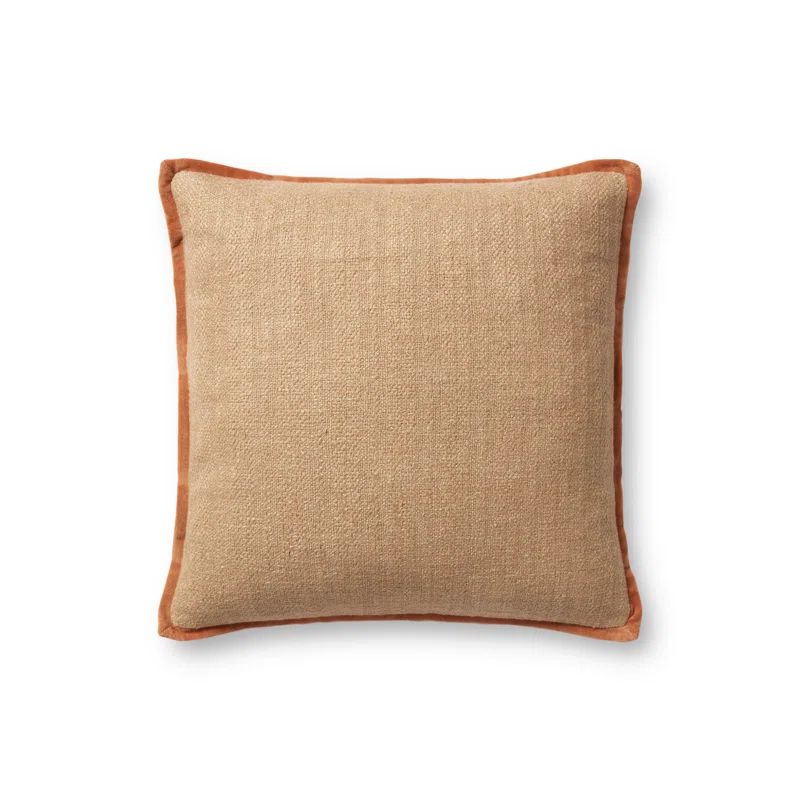 Natural Rust Linen Cotton Square Accent Pillow 18" x 18"