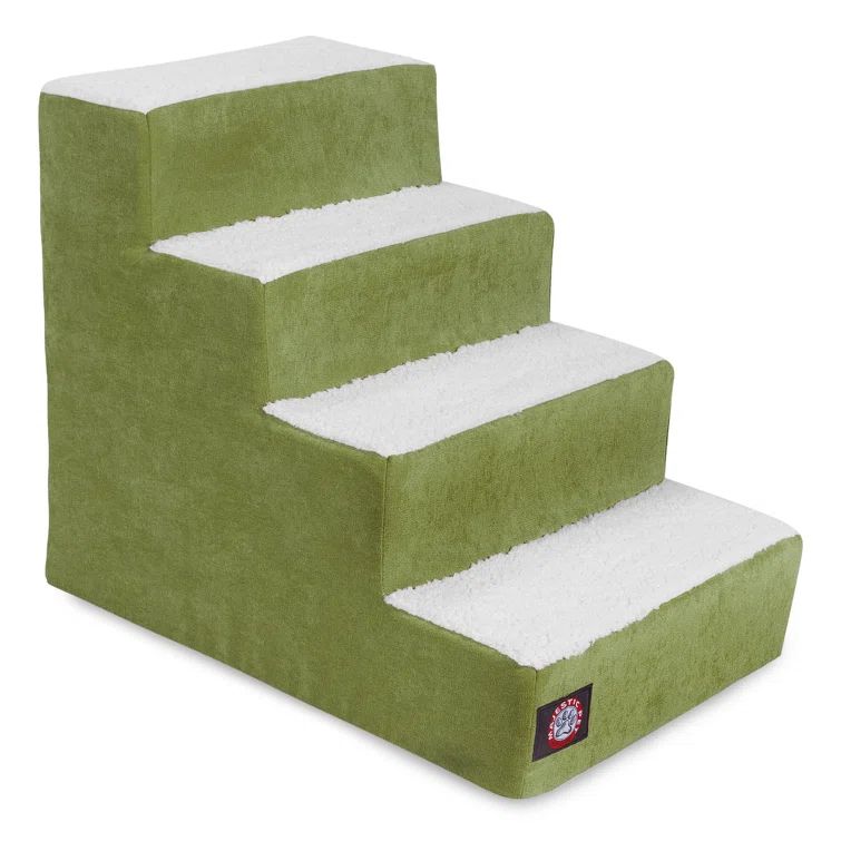 Apple Green 4-Step Pet Stairs with Washable Cover