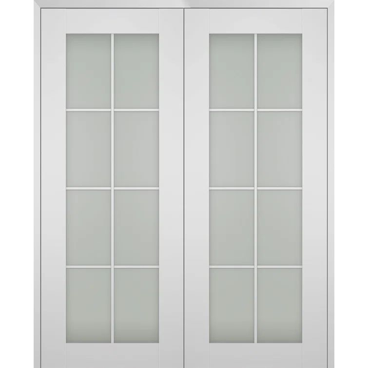 Polar White Composite French Interior Prehung Door with Frosted Glass