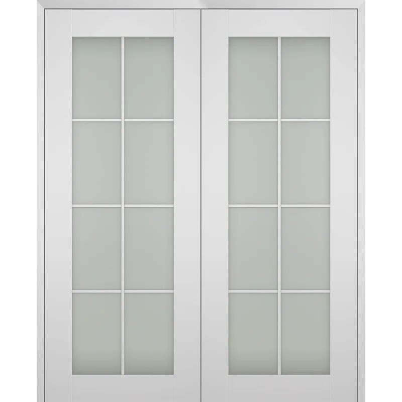 Polar White Composite French Interior Prehung Door with Frosted Glass