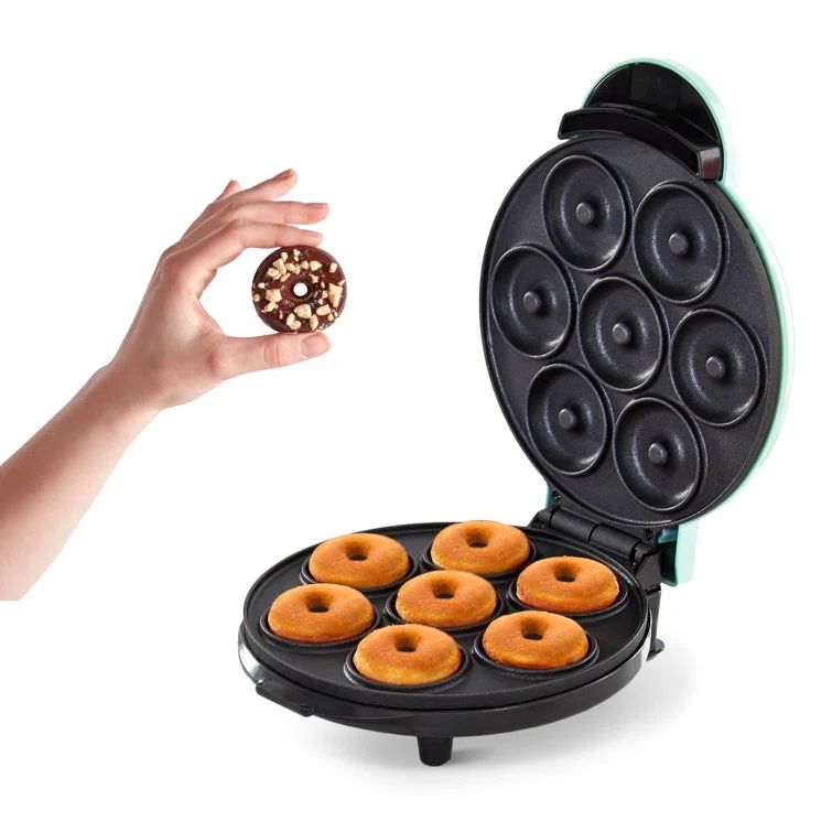 Aqua Non-stick Mini Donut Maker with Indicator Light