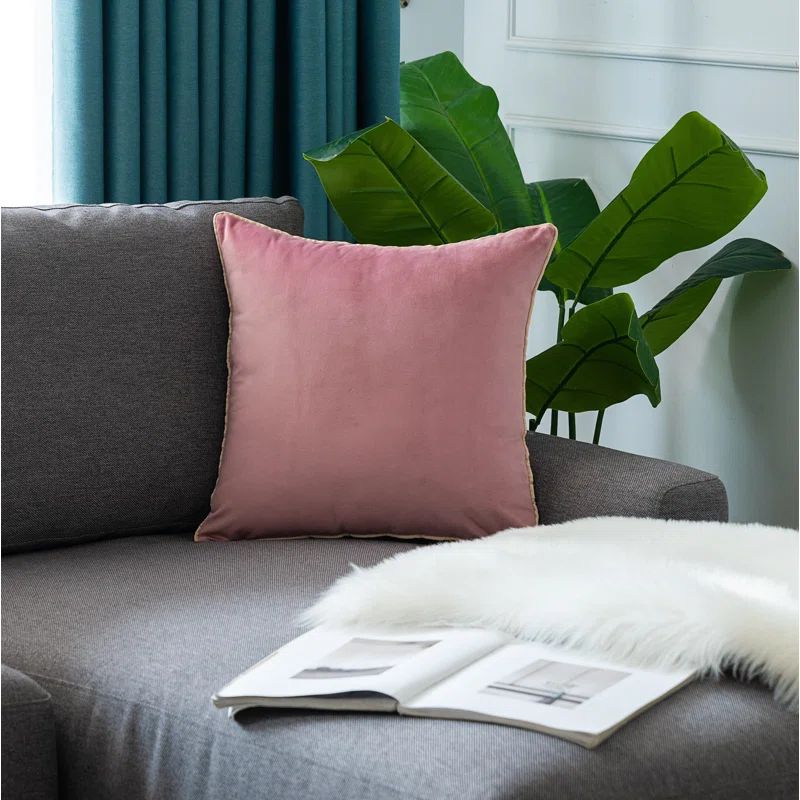 Pink Velvet Reversible Throw Pillow Set (18" x 18")