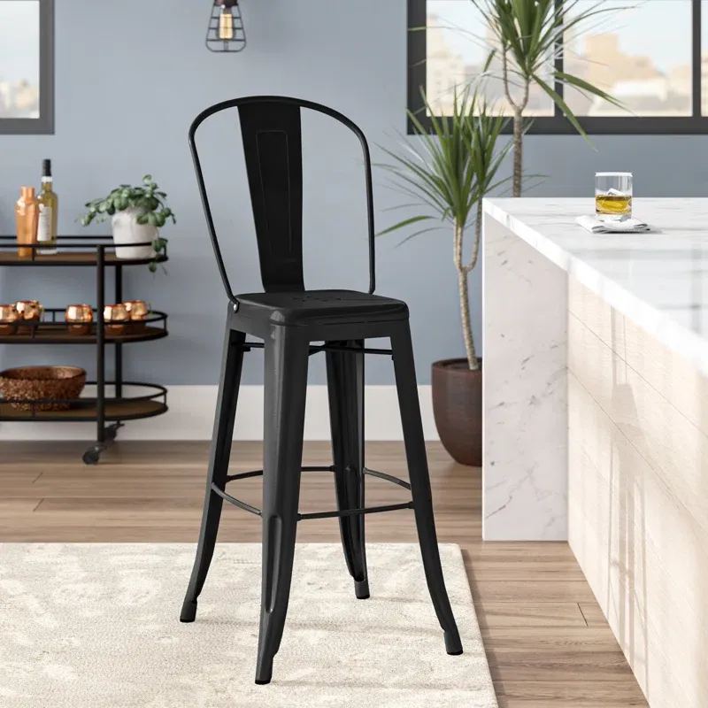 Silver Metal 30" High Backless Industrial Bar Stool