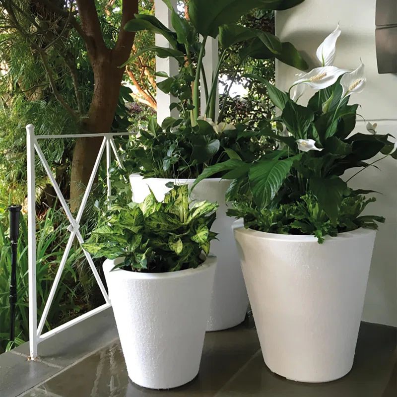 Gray 16-Inch Round Self-Watering Indoor/Outdoor Planter