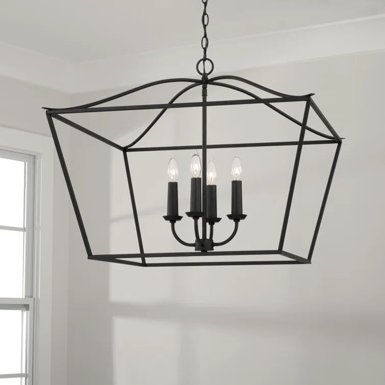 Grady Black Iron 4-Light Pendant with Adjustable Chain