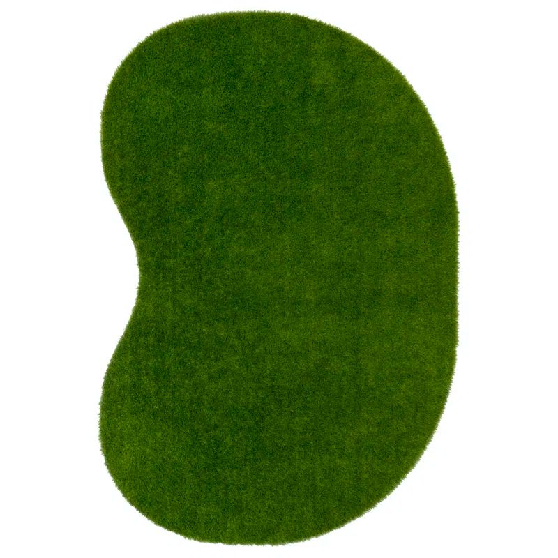 Green Jellybean Shaped Synthetic Indoor/Outdoor Area Rug 4' x 6'