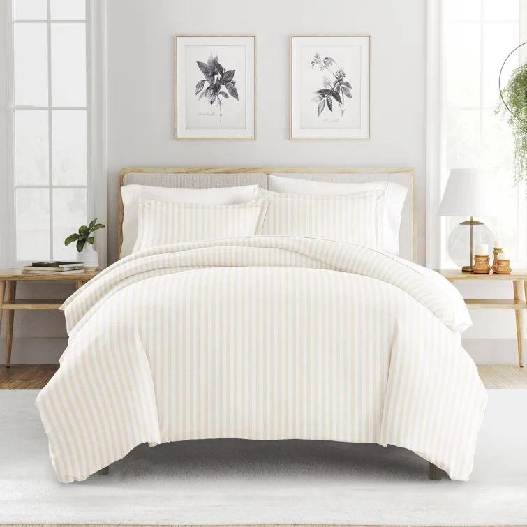 IEnjoy Home Becky Cameron Distressed Rugged Stripe Duvet Cover Set