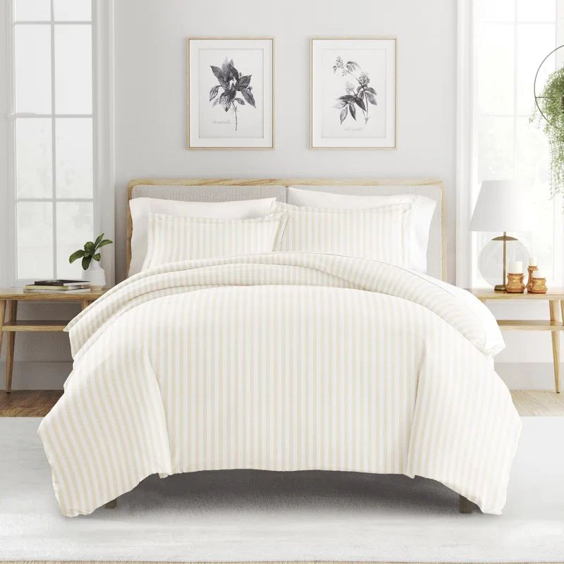IEnjoy Home Becky Cameron Puffed Rugged Stripe Duvet Cover Set