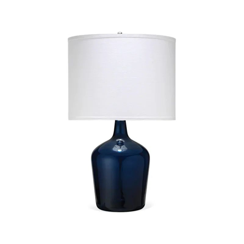 Navy Raffia Shade Medium Table Lamp with 3-Way Switch