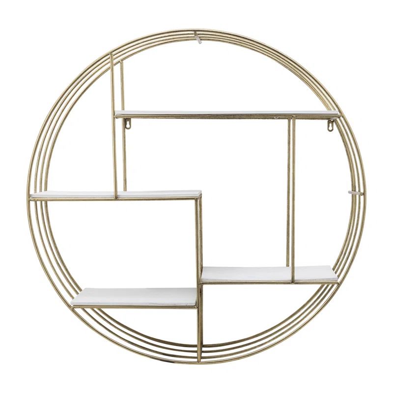 Casual Home White Round Metal Wall Shelf with 6 Compartments