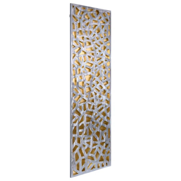 Radiant Fusion Gold and Silver Abstract Metal Wall Sculpture, 72" x 22"