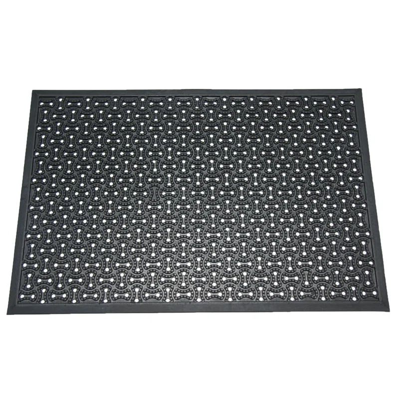 Black Rubber Anti-Slip Drainage Door Mat, 24" x 36"