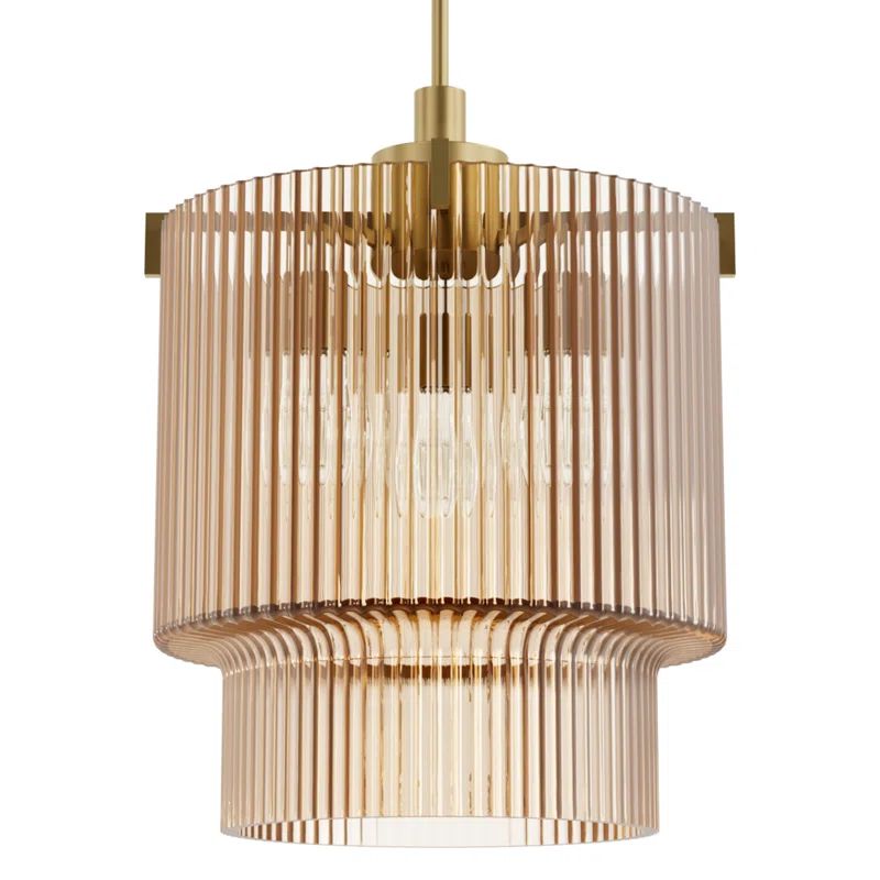 Ontario Luxe Gold Ribbed Glass 3-Light Pendant Ceiling Fixture