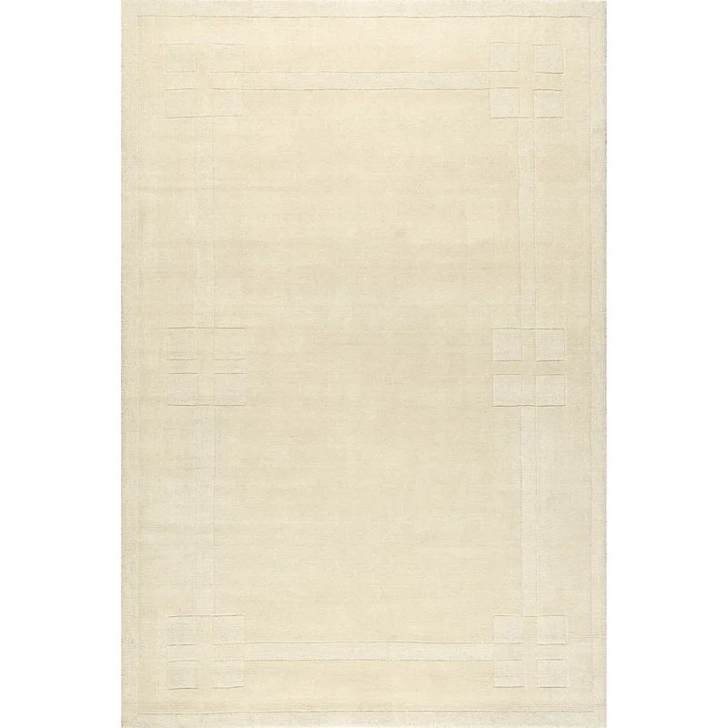 Ivory Wool-Blend Rectangular Area Rug, 8' x 10'