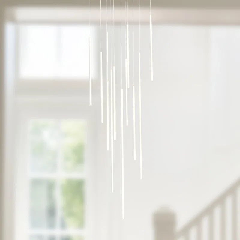 Polished Nickel 12-Light LED Cluster Pendant in White