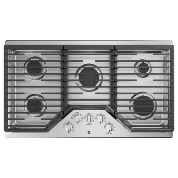 36" Stainless Steel 5 Burner Gas Cooktop with Cast Iron Grates