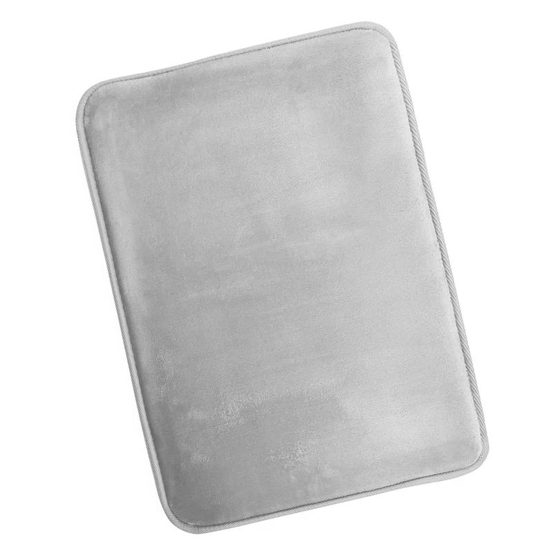 Silver Gray Plush Memory Foam Bath Mat with Non-Slip Backing