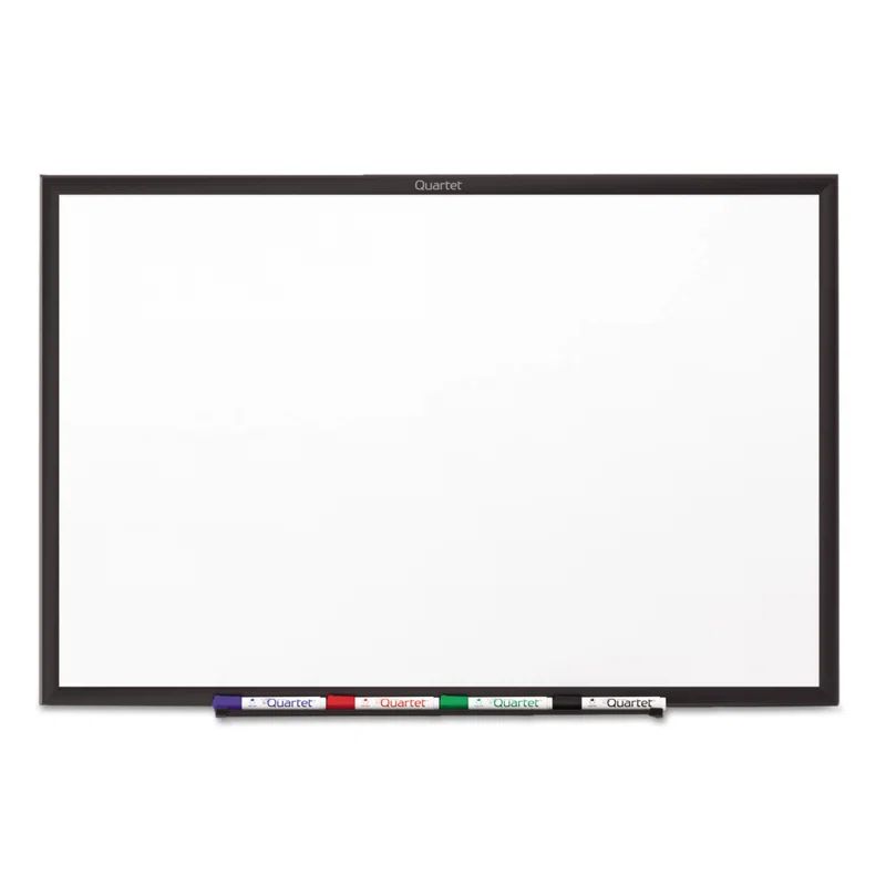 Quartet 48" x 36" White Melamine Dry Erase Board with Black Aluminum Frame