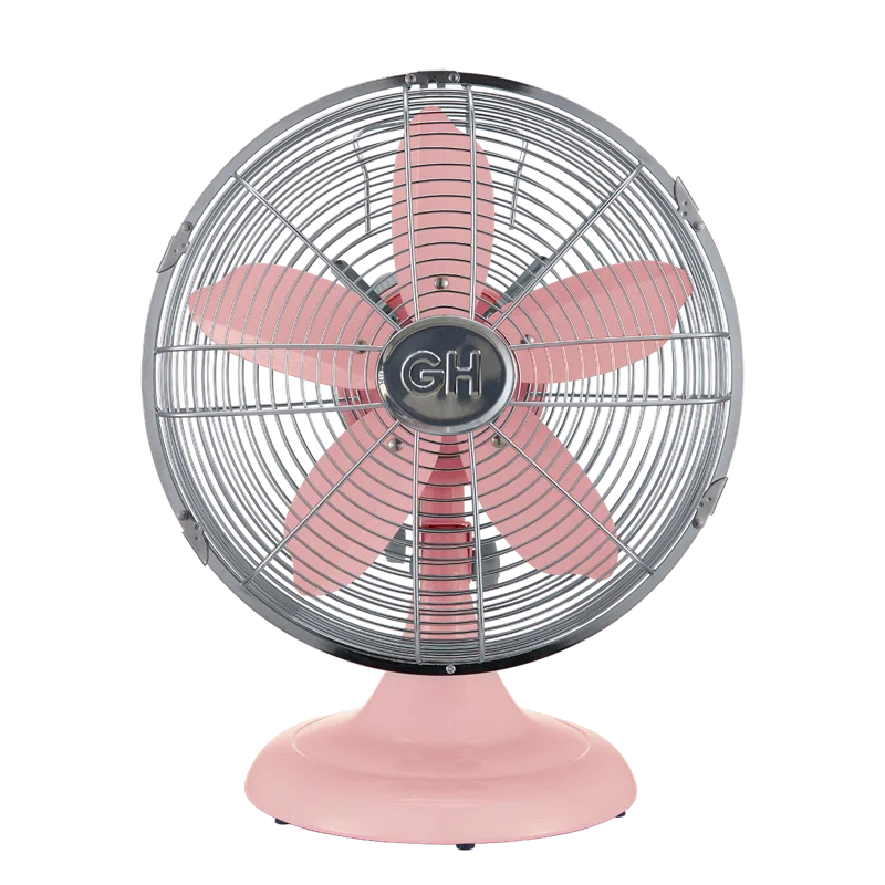 Pink All-Metal Retro Oscillating 12" Desk Fan