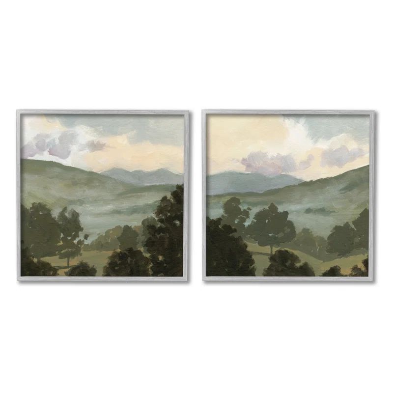 Gray Framed Rural Hills Landscape Canvas Print Set