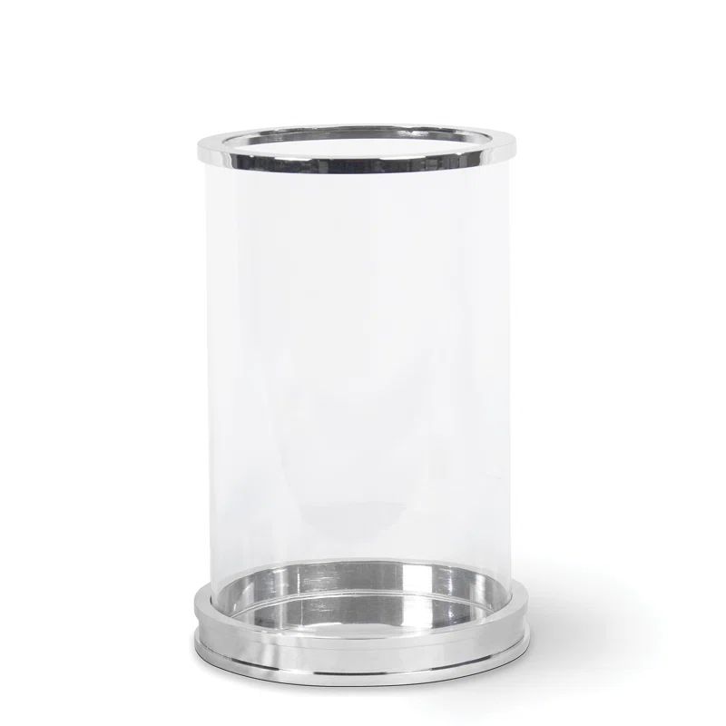 Polished Nickel Glass Hurricane Candle Lantern