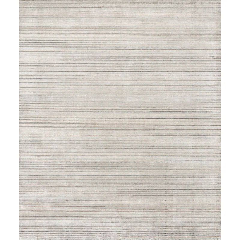 Handmade Sky Stripe Wool and Viscose 4' x 6' Rug