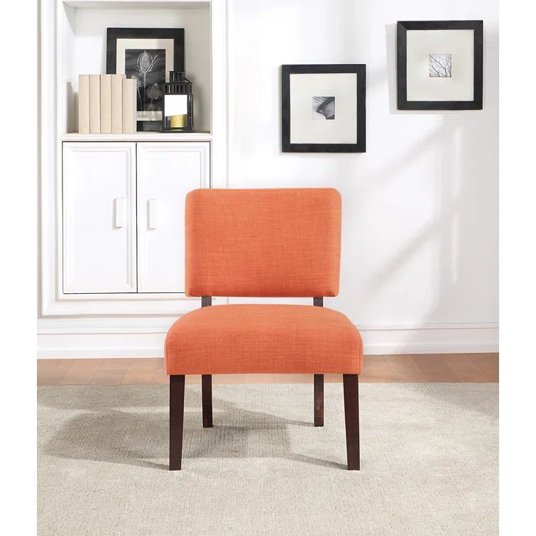 Tangerine Bliss Slipper Chair with Tapered Wood Legs