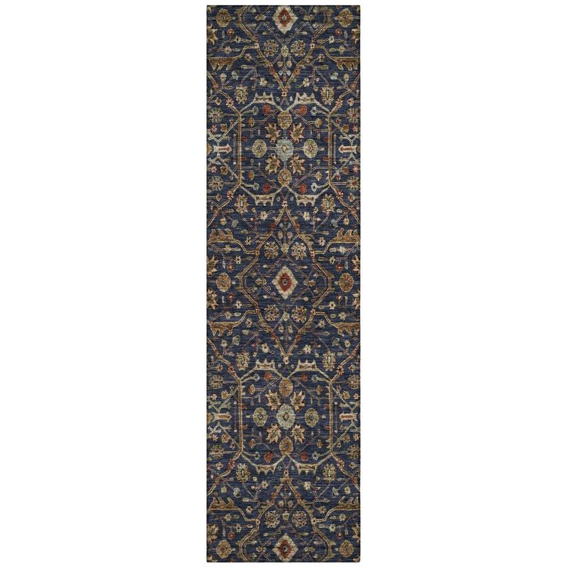 Navy Synthetic Washable Flat Woven Runner Rug 2'3" x 7'6"