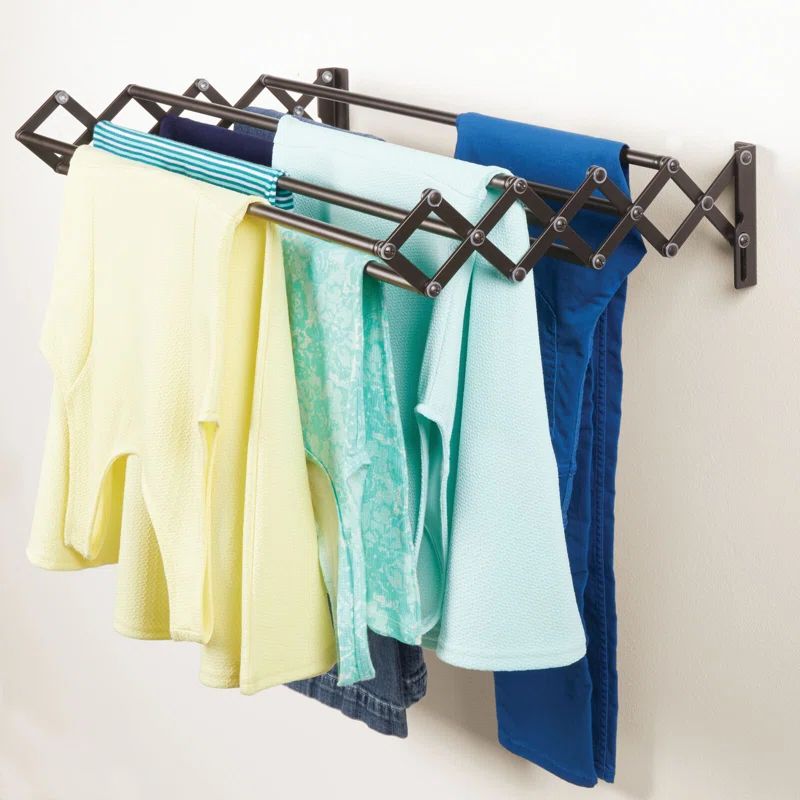 Bronze Wall Mount Accordion Expandable Clothes Drying Rack