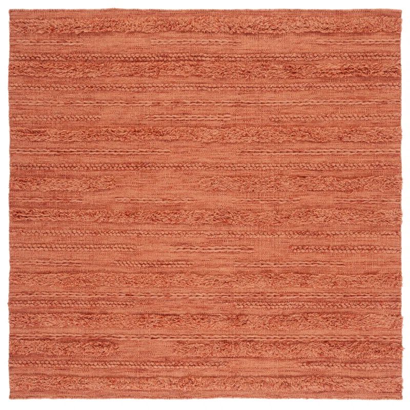 Vermont 6' Square Rust and Orange Wool Cotton Rug