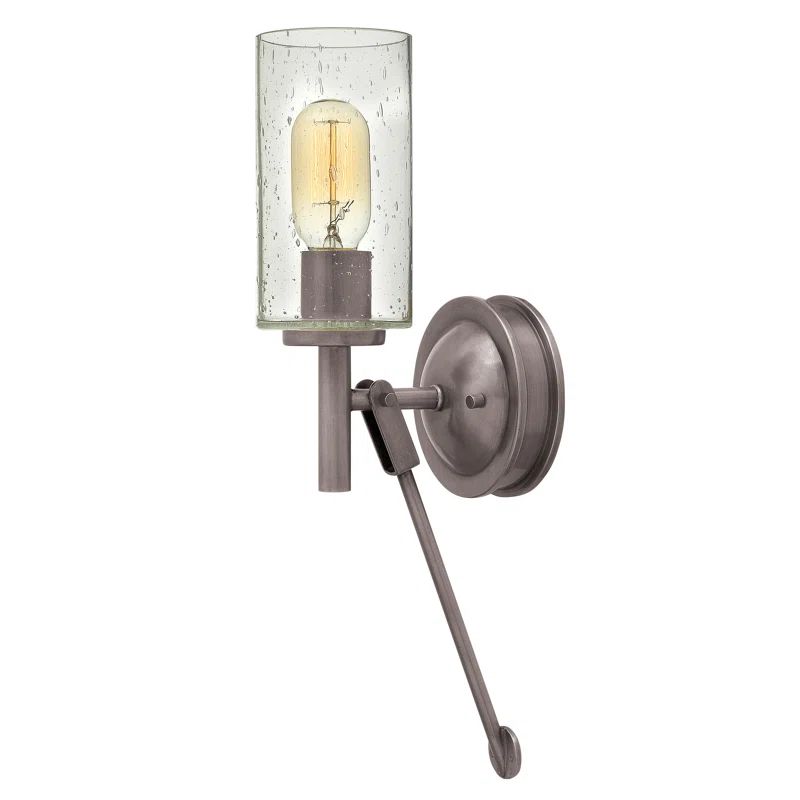 Elegant Antique Nickel 1-Light Wall Sconce with Clear Seedy Glass
